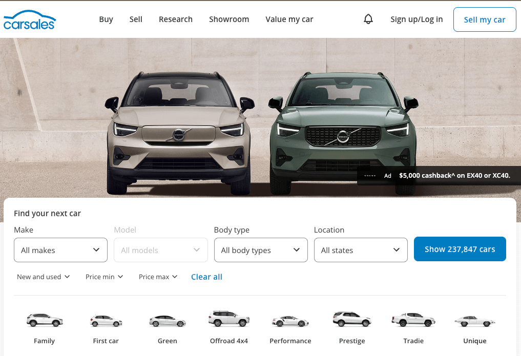 澳洲買二手車 Carsales車商網站
